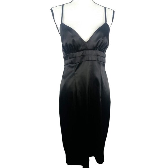 Whimsigoth Black Low Back Slip Dress Size 10 Satin Strappy Tie Cocktail Fairy - Picture 1 of 8